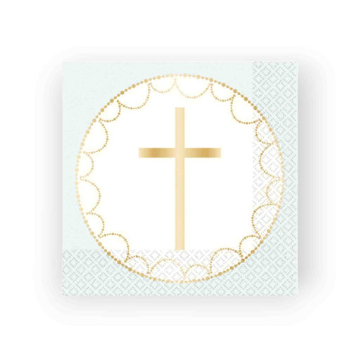 Picture of BOTANICAL CROSS PAPER NAPKINS BLUE 33 X 33CM - 20 PACK